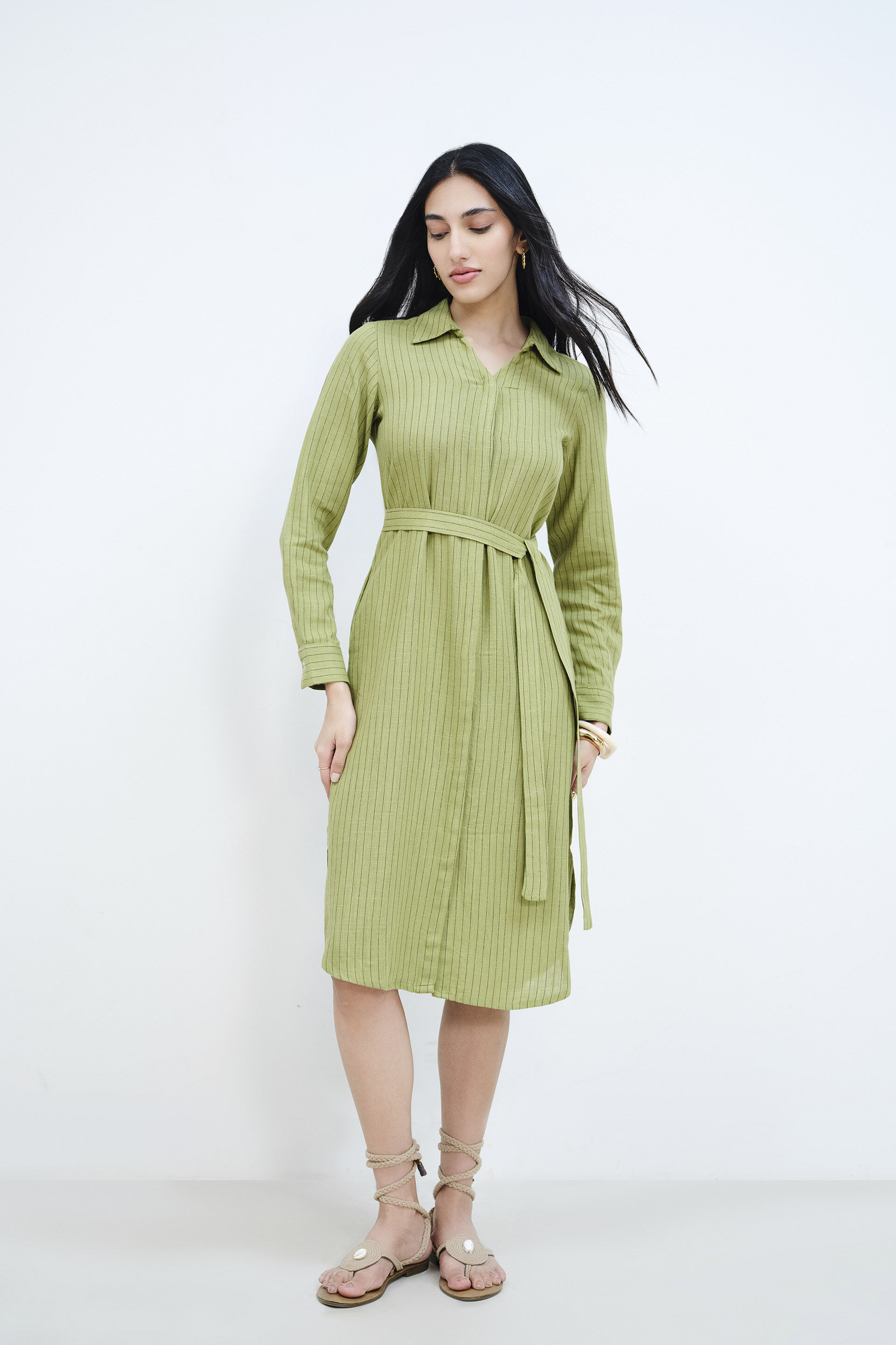 Soft Green Shirt Dress, Mint, image 3